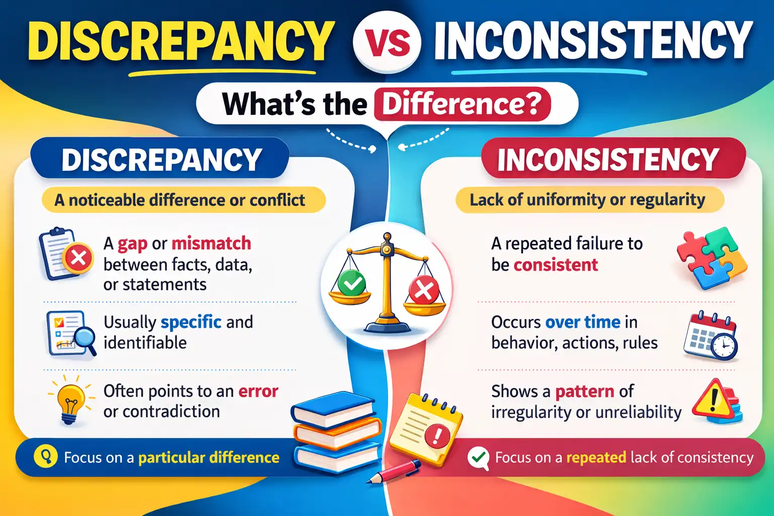 discrepancy vs inconsistency