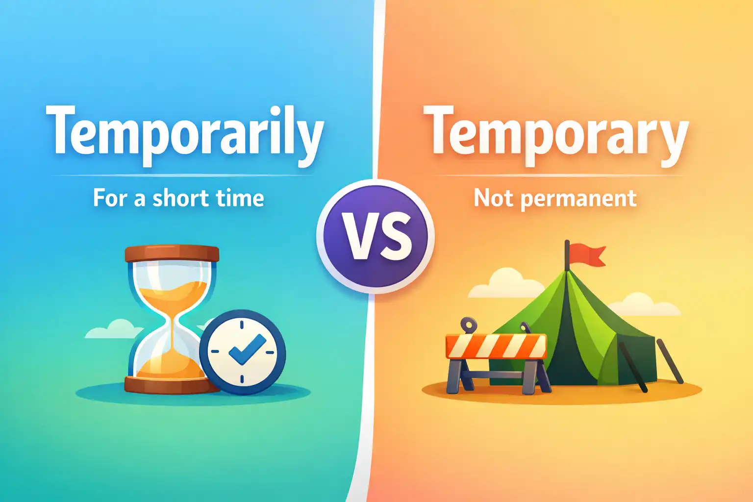 temporarily or temporary